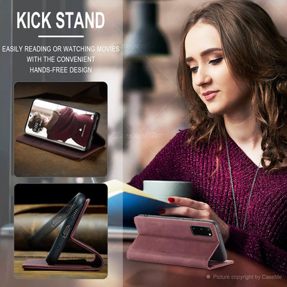 Samsung Galaxy S20 Flip Case Lederhülle mit Magnet und Standfunktion - Weinrot