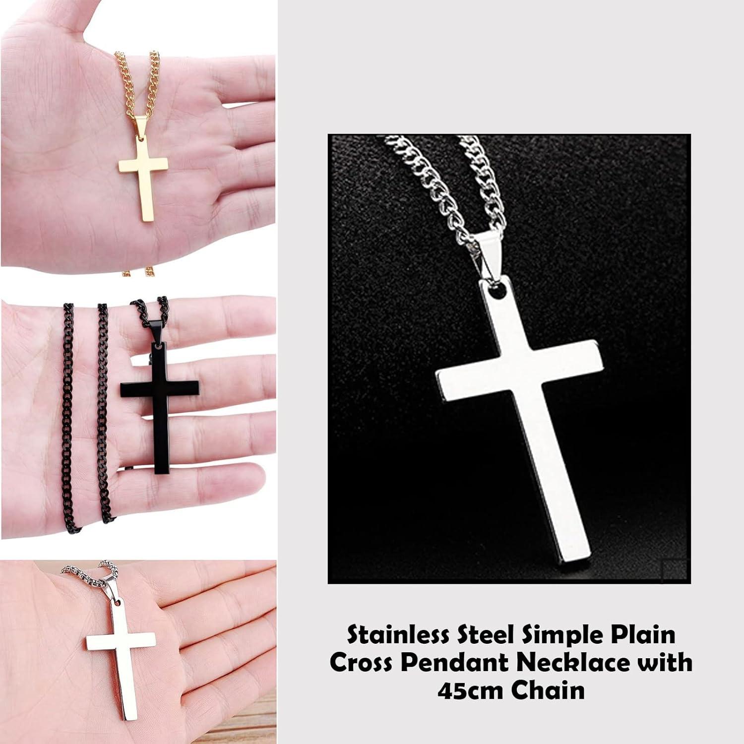 Kreuz Halskette Set für Männer Frauen - 4 STK. mit 45cm Kette