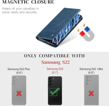 CaseMe Samsung Galaxy S22 5G Hülle Leder Flip Case Blau