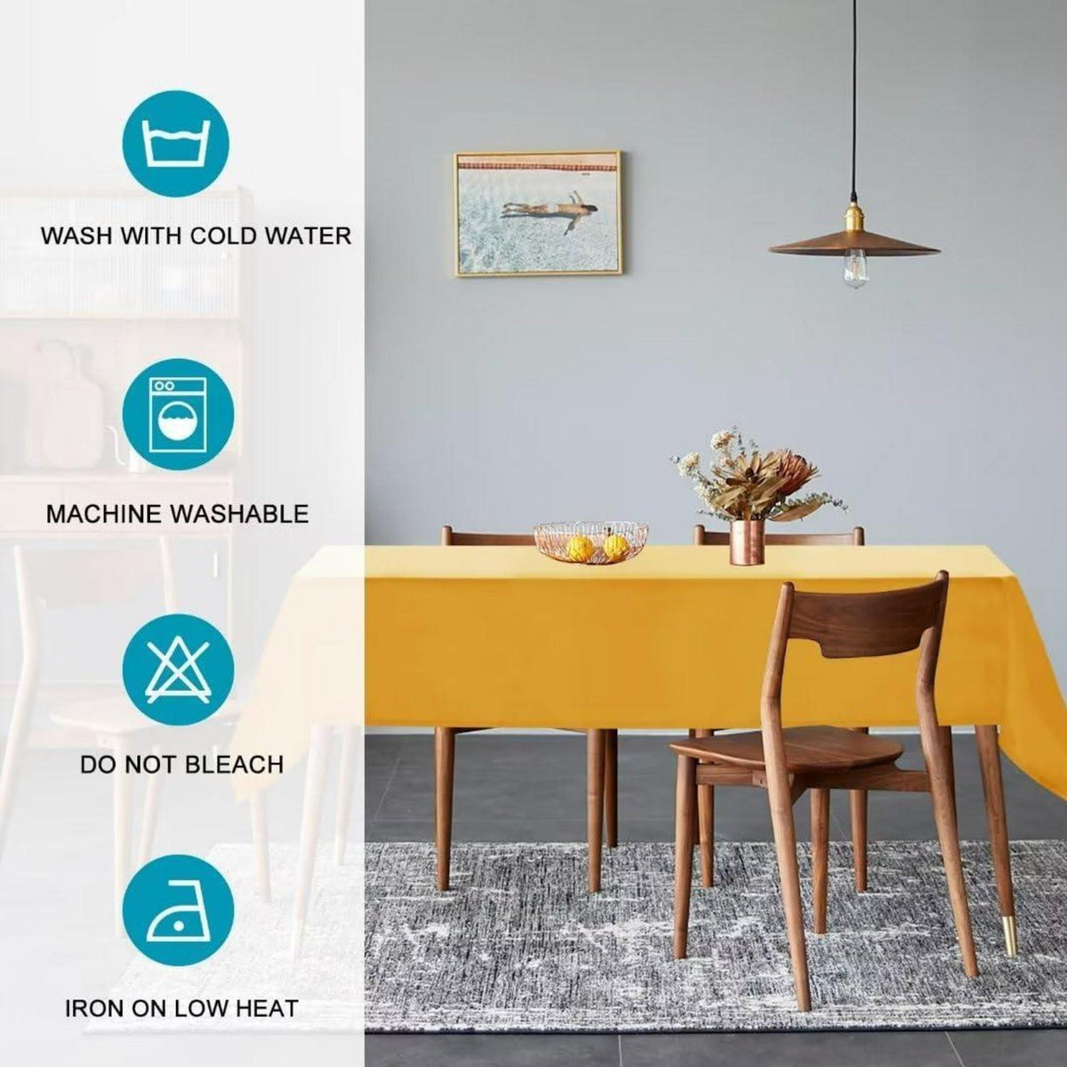 Wetterfeste Tischdecke Gelb 140x300cm – Abwaschbar & Outdoor