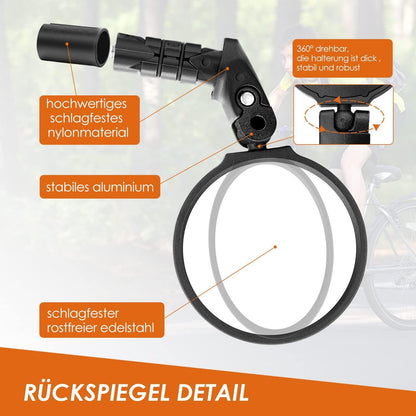 Arkham Fahrradspiegel Lenkerendenspiegel 360° drehbar HD