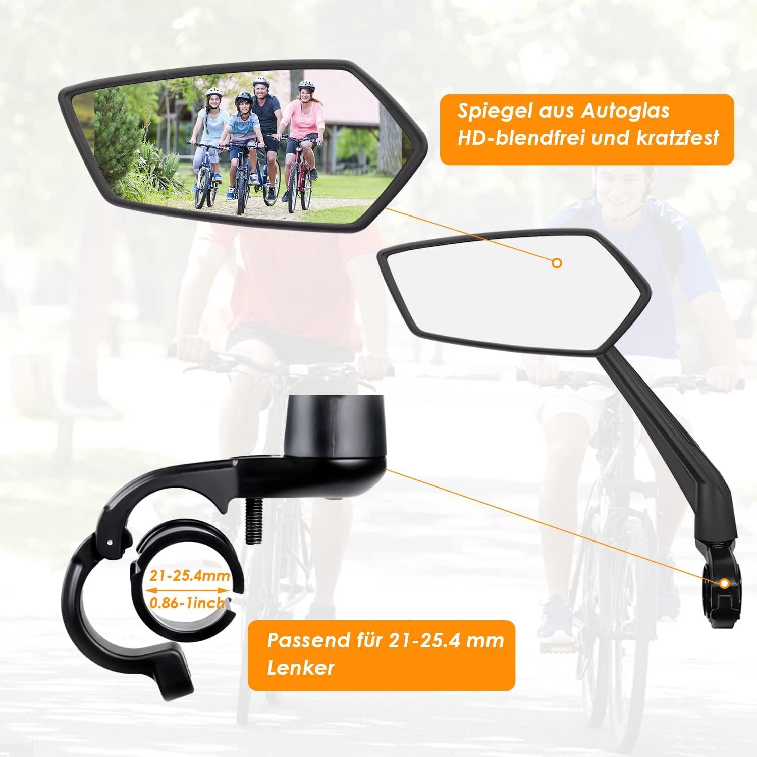 Fahrradspiegel HD Extra Große Spiegelfläche Schlagfestes Glas