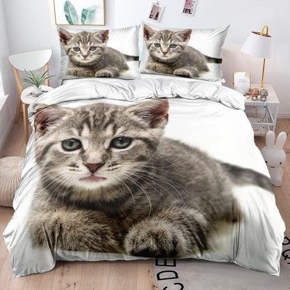 Katzenmotiv Bettwäsche 135x200, 4tlg. Flauschig & Wendebar