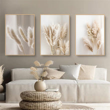 Boho Pampasgras Poster Set 3er Natur Leinwandbilder Wohnzimmer