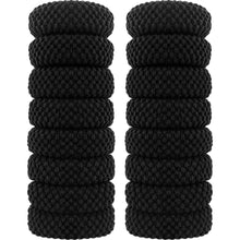 16er Packung Haargummis Schwarz breit aus Baumwolle für Damen