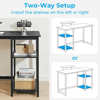 Schreibtisch 120cm Schwarz Stauraum Monitorständer Bürotisch Home Office