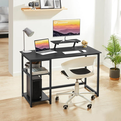 Schreibtisch mit Stauraum 120cm Schwarz Monitorständer Home Office