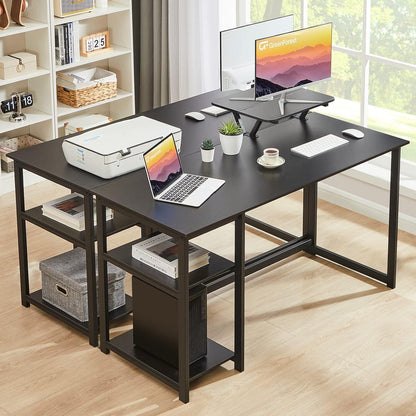 GreenForest Schreibtisch 120cm mit Monitorständer und Stauraum Schwarz