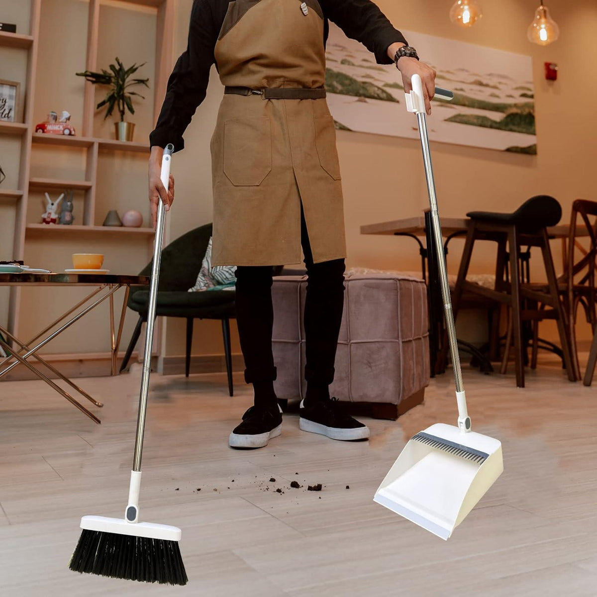 Besen Kehrschaufel Set Kammzähnen Winddicht Vertikal Langstiel Kit
