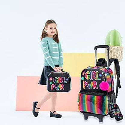 Kinder Rollkoffer Rucksack Set für Mädchen Rosa & Schwarz