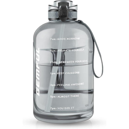 3L Sport-Trinkflasche mit Zeitmarkierung und Strohhalm (Grau)
