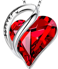 925 Sterling Silber Halskette Herz Birthstone Kristall Anhänger