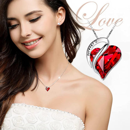 925 Sterling Silber Halskette Damen mit Herz Birthstone Kristall Anhänger