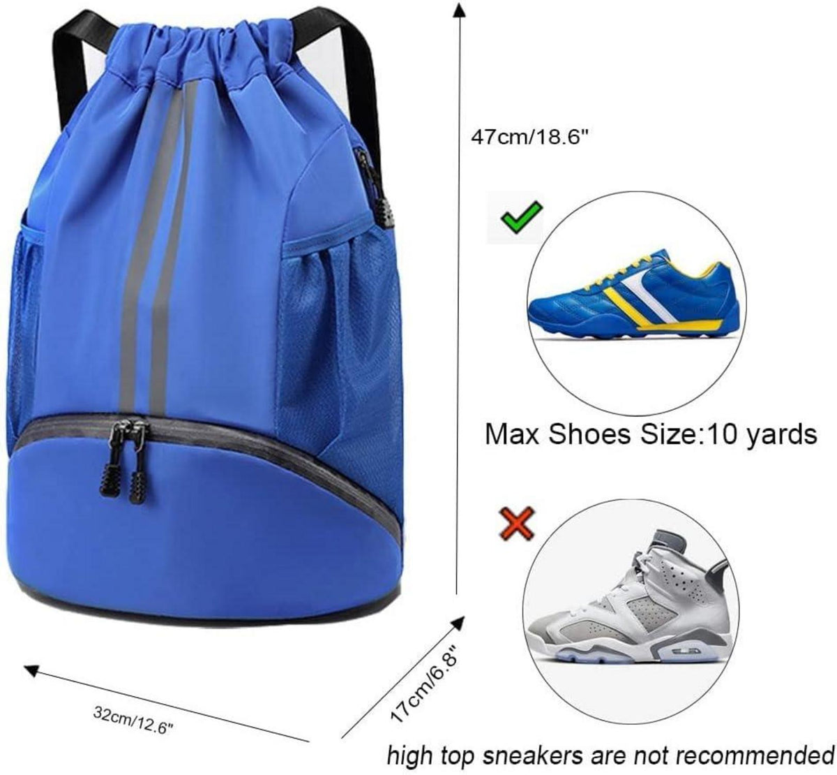 Sport Turnbeutel Fußball Rucksack Kordelzug wasserfest Gym Tasche