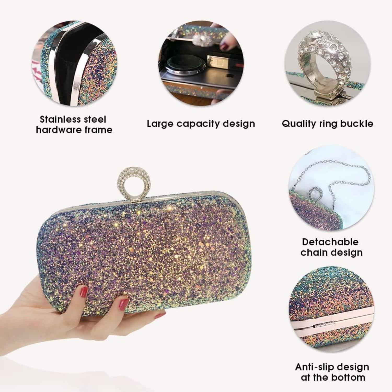 Elegante Glitzer Damen Clutch Abendtasche für Party Hochzeit