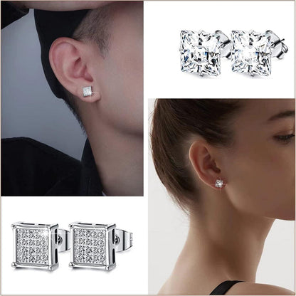 10 Paar Schwarze Diamant Ohrstecker Set für Männer Frauen