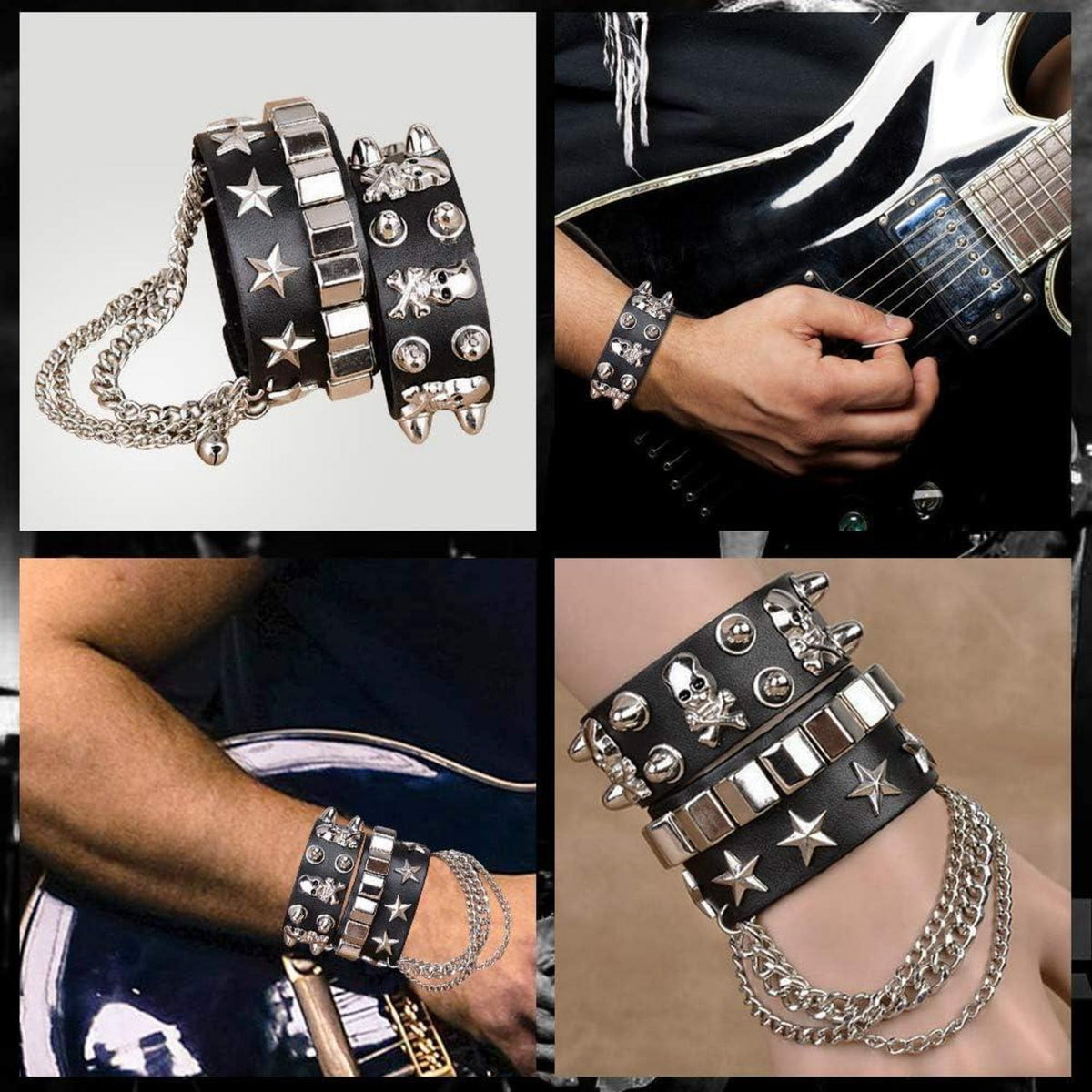 BIQIQI Herren Rockstar Rock Outfit 80er Jahre inkl. Perücke & Accessoires