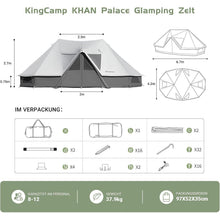 Glampingzelt für 6-12 Personen, Baumwolle, wasserdicht, mit Kaminöffnung