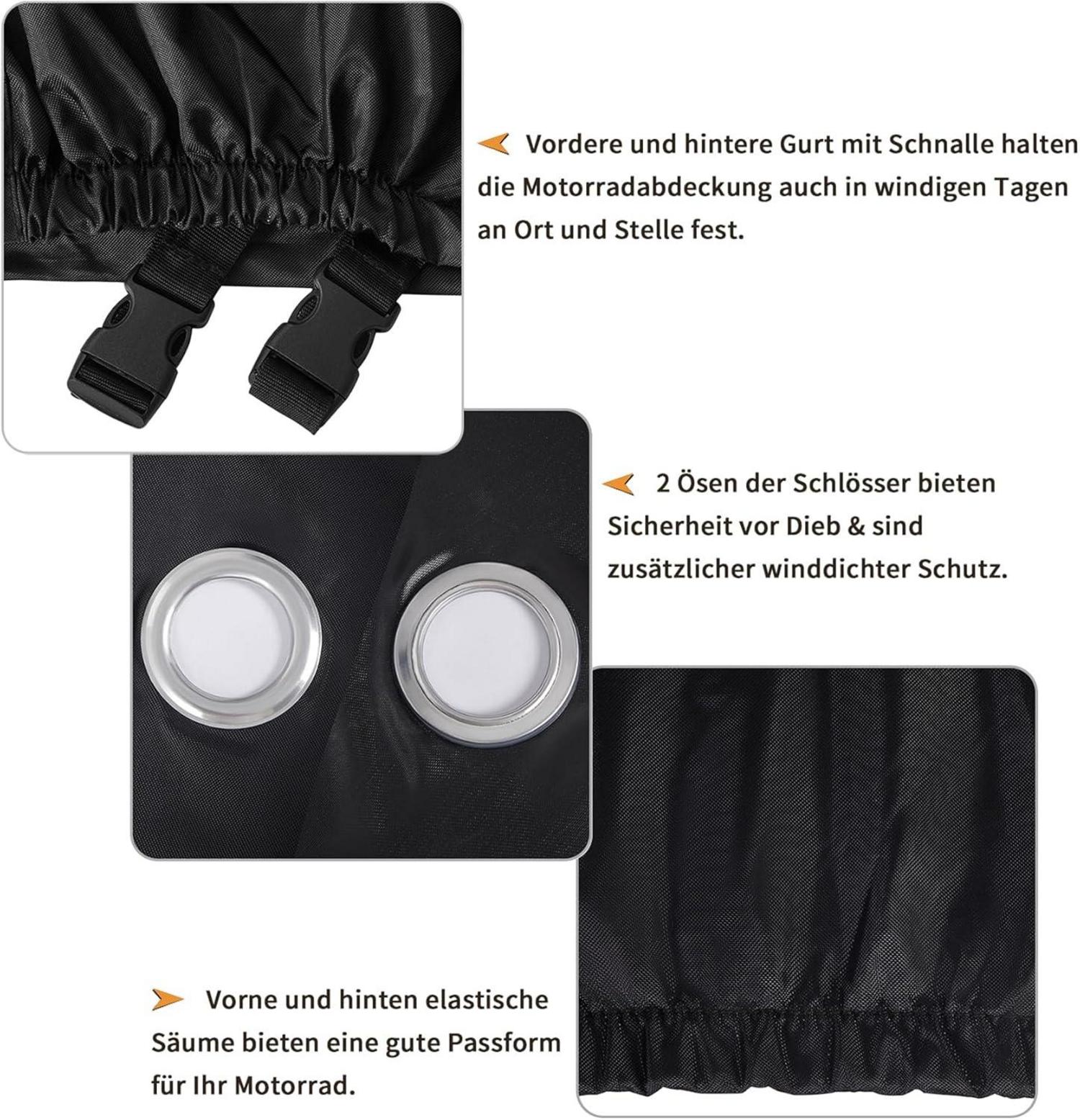 Motorrad Abdeckplane Wasserdicht Oxford-Gewebe Winterfest 265x105x133cm