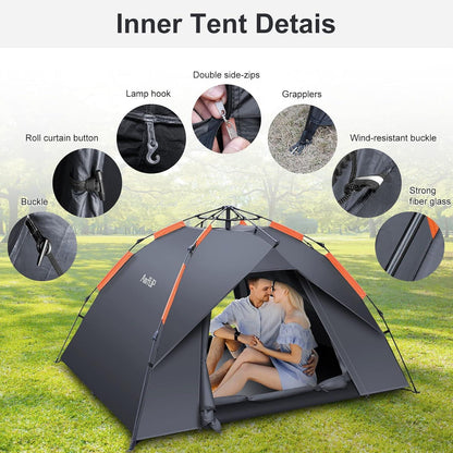 Amflip Camping Zelt Automatisch Pop Up Kuppelzelt 4