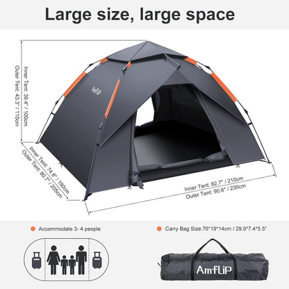 Amflip Camping Zelt Automatisch Pop Up Kuppelzelt 4
