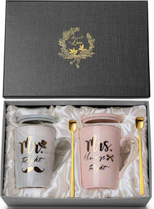 Personalisierte Hochzeitstassen für Brautpaar - Rosa/Grau Marmor