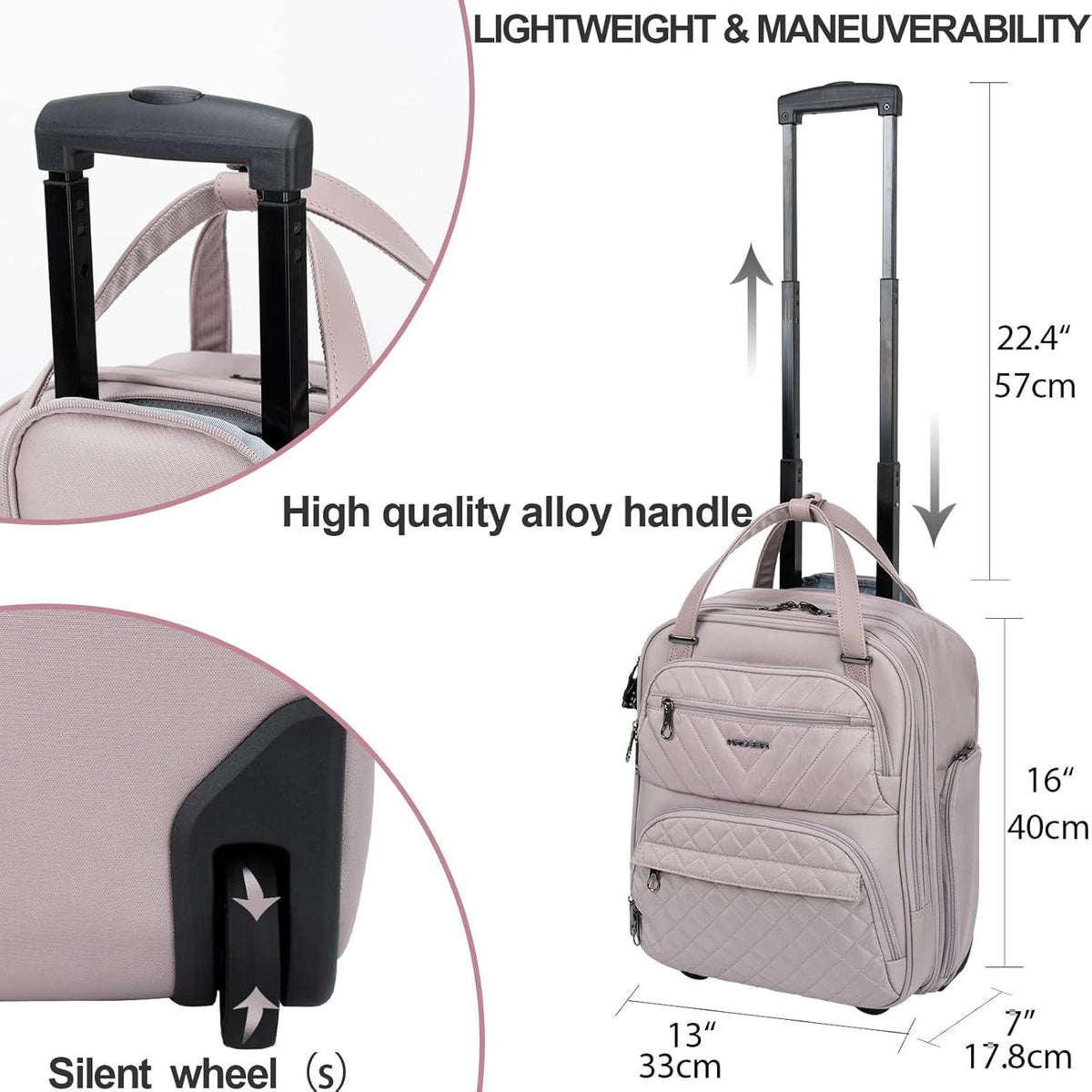 Handgepäck Koffer Trolley 40cm Carry On Multifunktional 16-Zoll Rosa