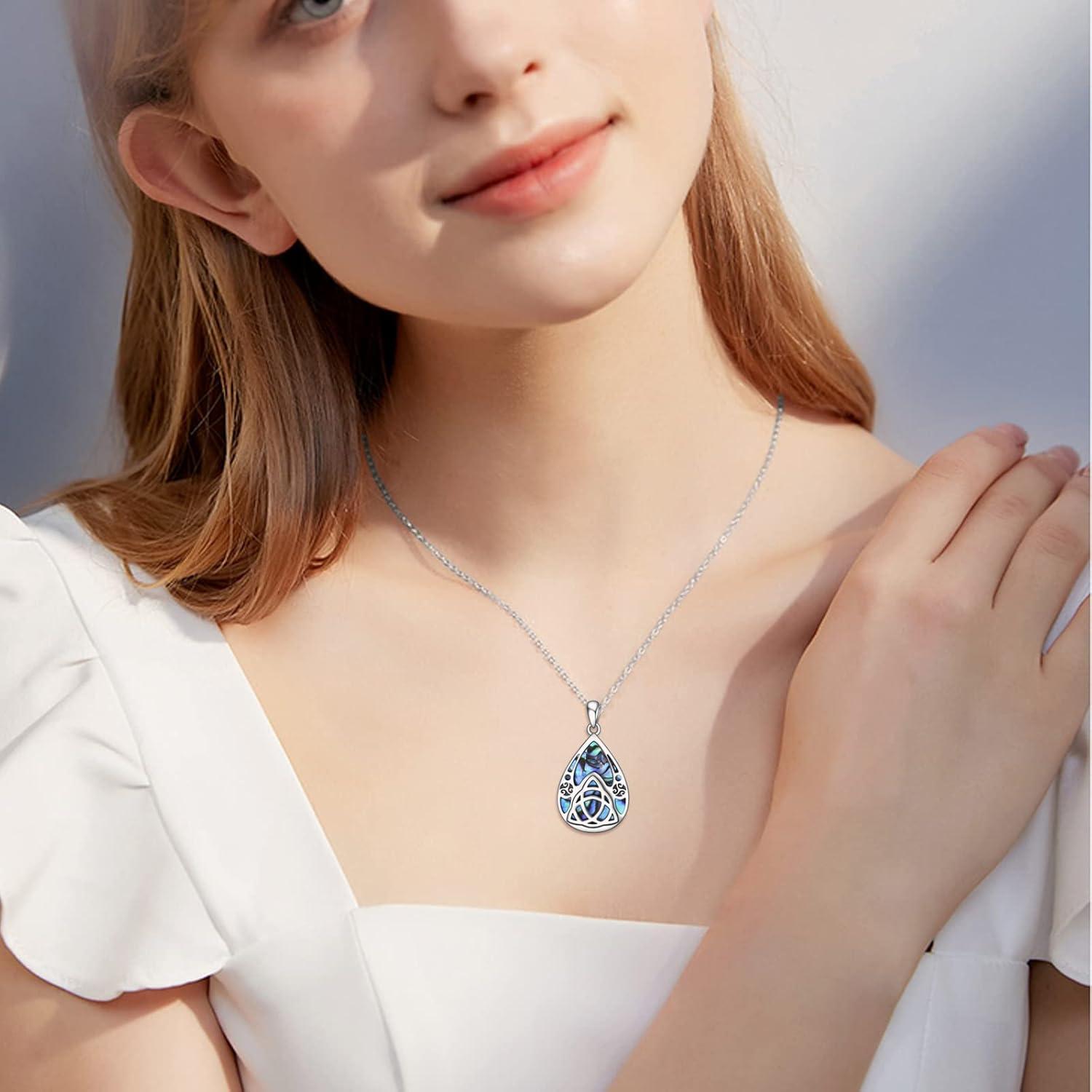 Keltische Knoten Halskette 925 Sterling Silber Abalone