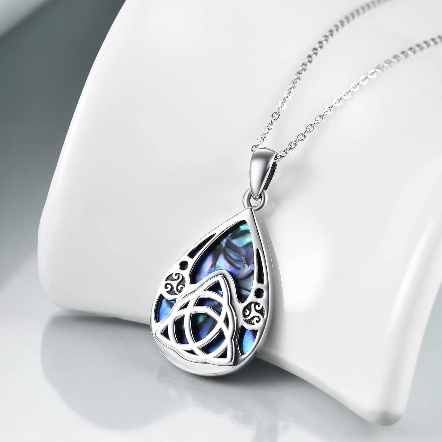 Keltische Knoten Halskette 925 Sterling Silber Abalone Muschel