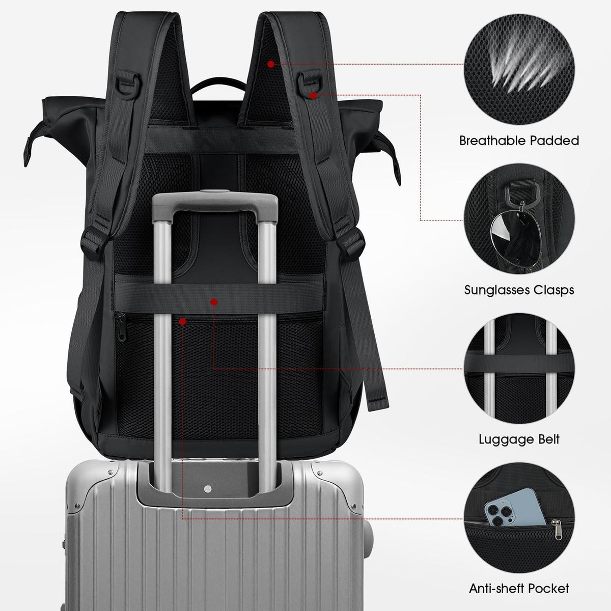 Rolltop Rucksack Wasserdicht Laptop 17,3 Zoll Uni Reisen