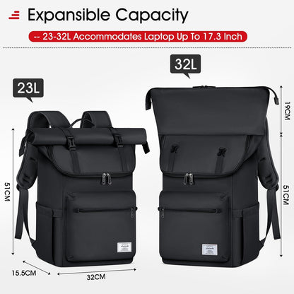 Rolltop Rucksack Wasserdicht Laptop 17,3 Zoll Uni Arbeit Freizeit