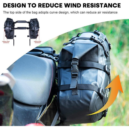 Wasserdichte Motorrad-Satteltaschen 36L – Gepäckträgertasche Schwarz