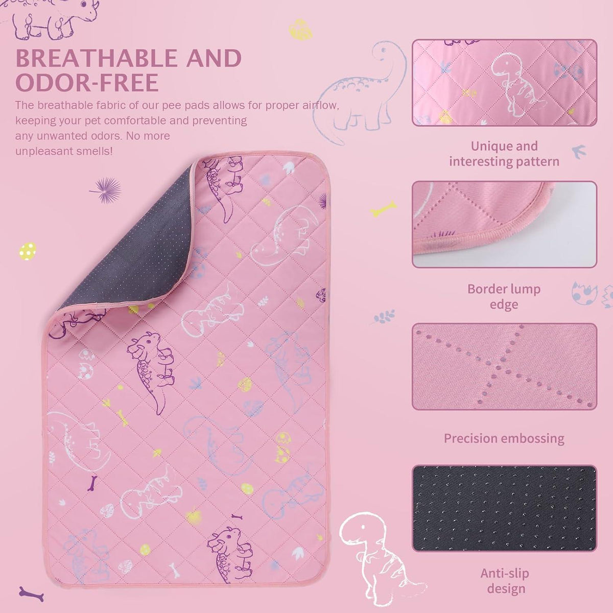 IEUUMLER 2 Stück Welpenunterlagen Waschbar Rosa 76x50cm Super Absorbierend