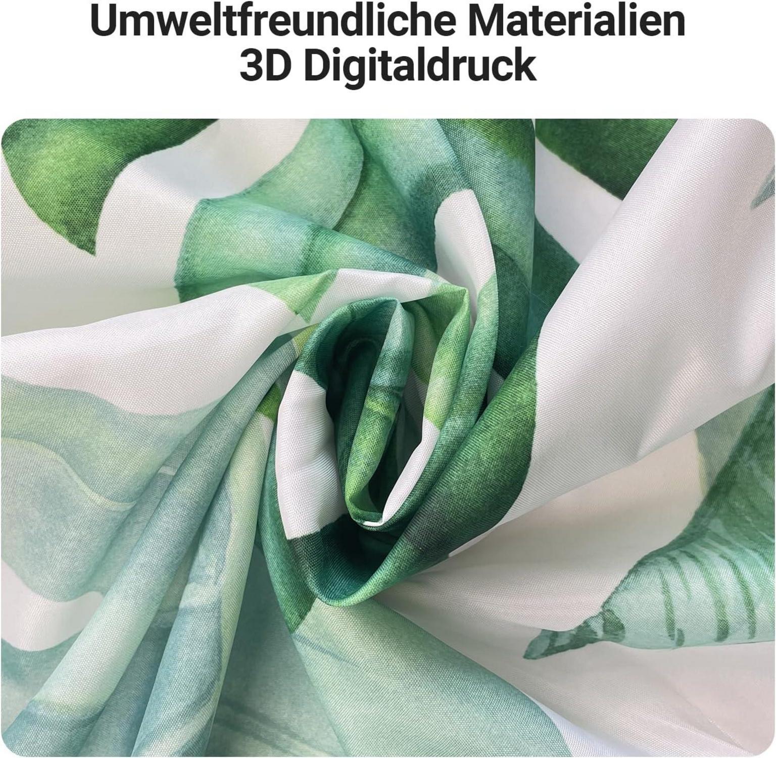 Duschvorhang Grün Blätter Textil Wasserabweisend 180x200 cm