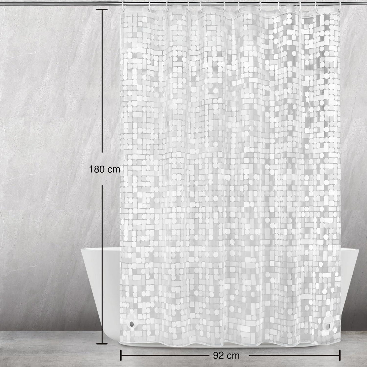 Duschvorhang Anti-Schimmel mit Magneten, Transparent Geometrisch, 92x180cm