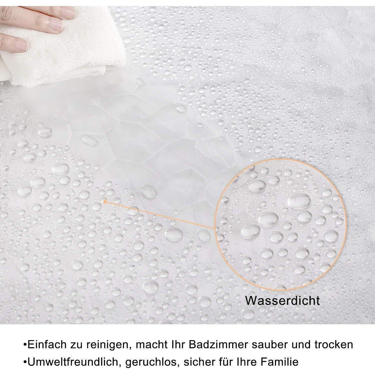 Duschvorhang Anti-Schimmel mit Magneten, Transparent 3D Kubisch EVA 120x180cm