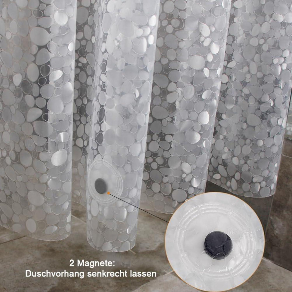 Duschvorhang Anti-Schimmel mit Magneten 92x180cm Steinmuster