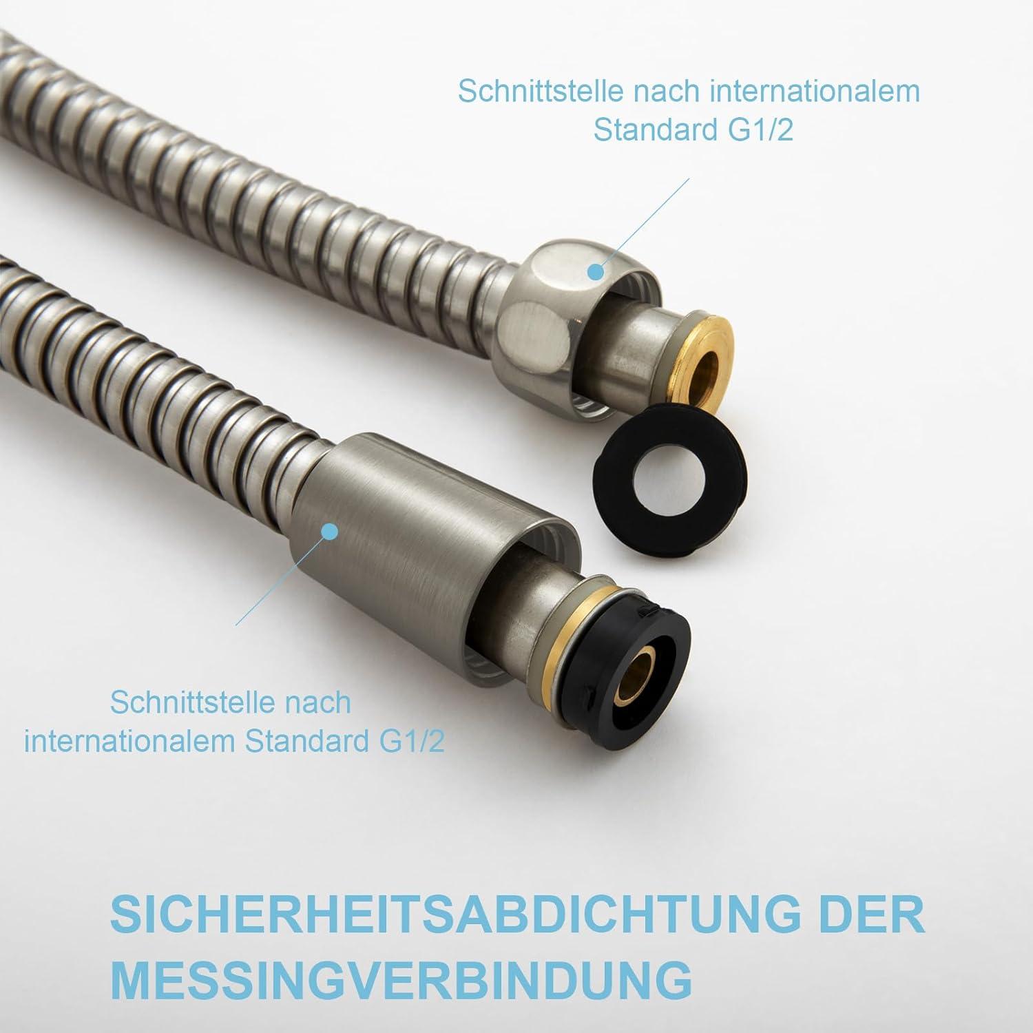 Duschschlauch Edelstahl Ersatz Hochdruck 1,5m Knickschutz
