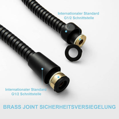 Duschschlauch Edelstahl Ersatz Hochdruck Knickschutz Mattschwarz 2,5m