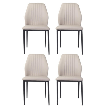 Moderne Esszimmerstühle Set 4 – Beige, Metall in Lederoptik
