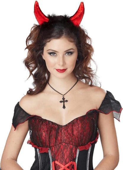 Teufelshörner und Heiligenschein Haarreifen Set, Schwarz