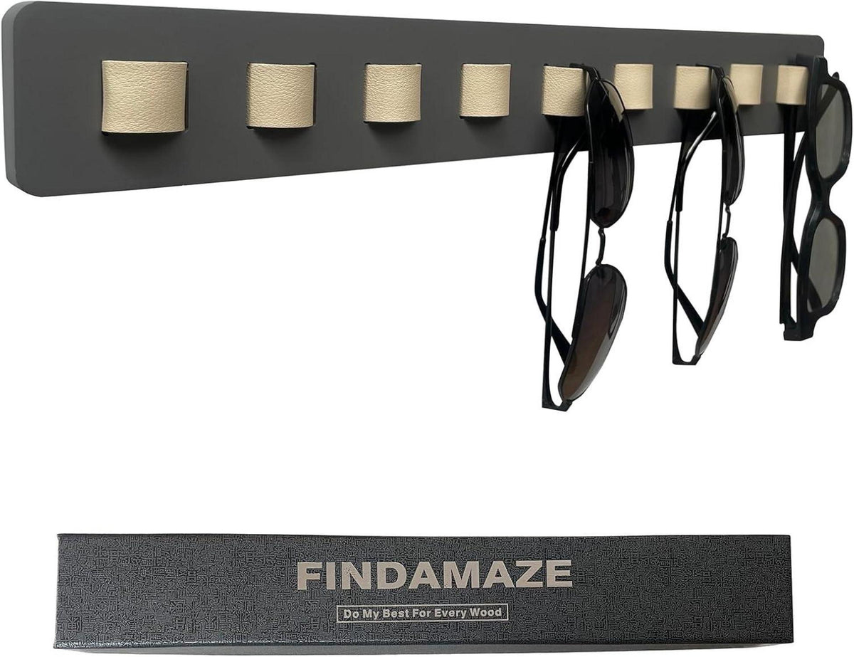 Brillen-Organizer Wandmontage Holz Sonnenbrillen Display Grau