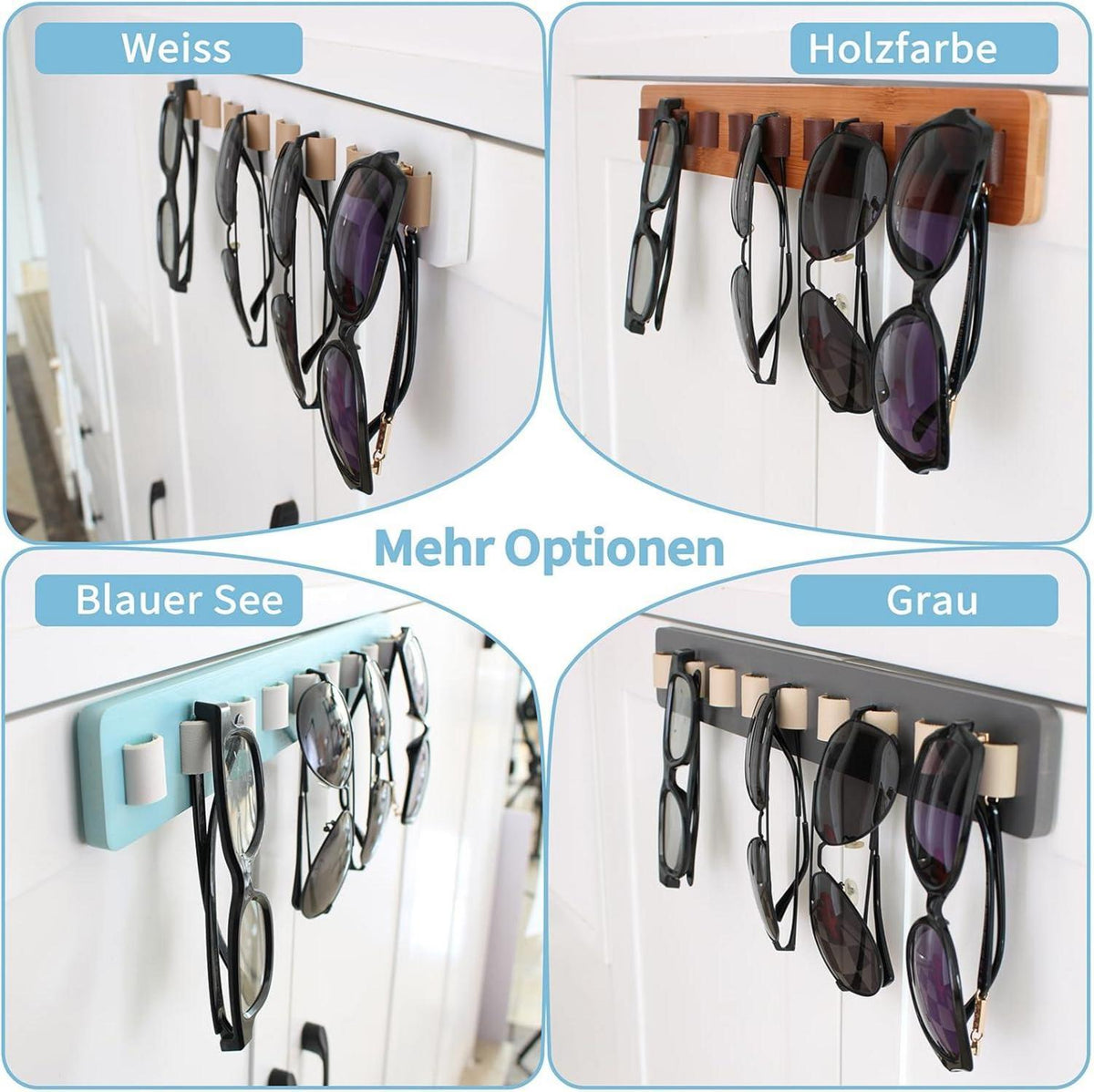 Brillenhalter Sonnenbrillen Organizer Wandmontage Holz Grau