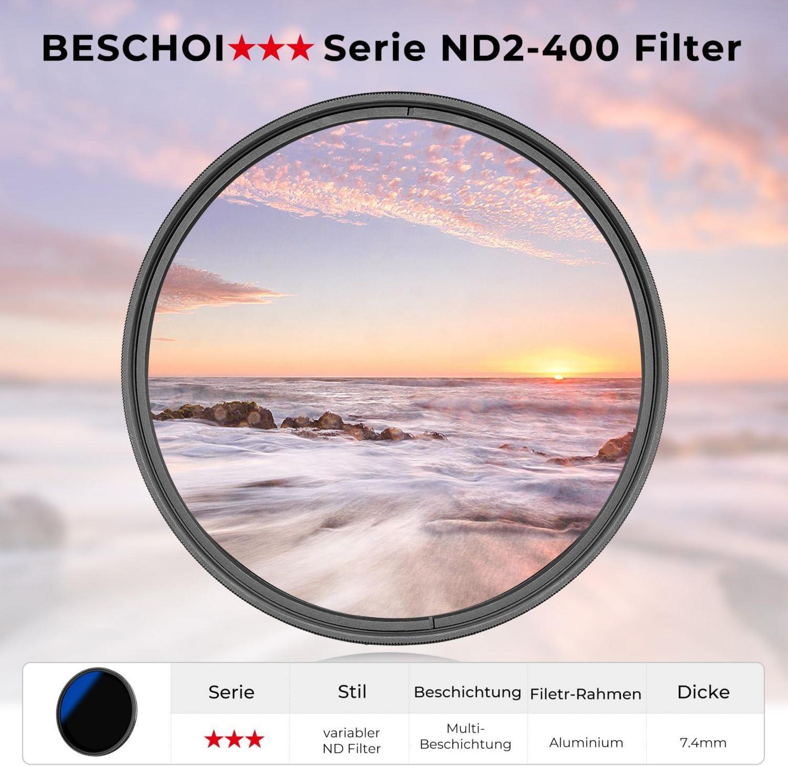49mm Variabler ND Filter ND2-ND400 1-9 Stufen Graufilter 42-fach