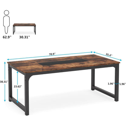 Großer Schreibtisch 180x90cm – Rustikales Braun für Home Office