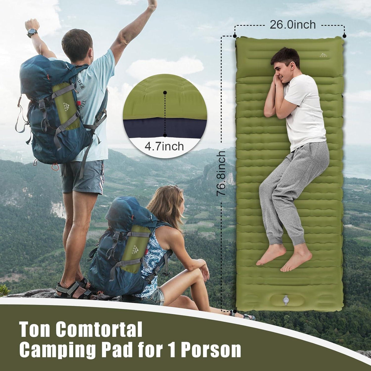 Isomatte selbstaufblasend 12 cm Camping Wandern Outdoor Luftmatratze