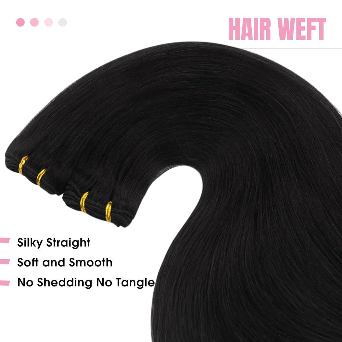 Echthaar Tressen Schwarz 35cm - 100g Weft Extensions