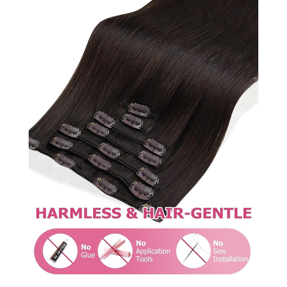 Clip-in Echthaarverlängerung Braun 45cm – Volumenspendend & Stylingfähig