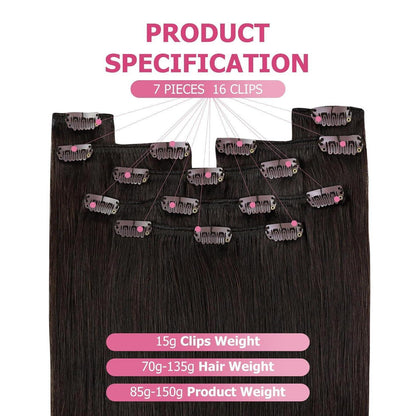 Clip-in Echthaarverlängerung Braun 45cm – Volumenspendend & Stylingfähig