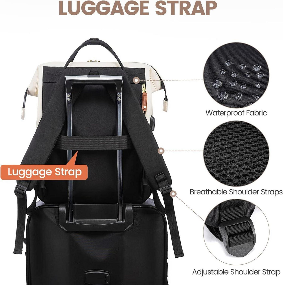 Großer Damen Rucksack für Laptop 17.3 Zoll, wasserdicht mit vielen